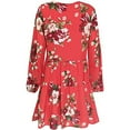 thumbnail image 7 of TIHLMK Red Dress Women Summer Casual Dress V-Neck Floral PrintLong Sleeve Knee-Length Dress, 7 of 7