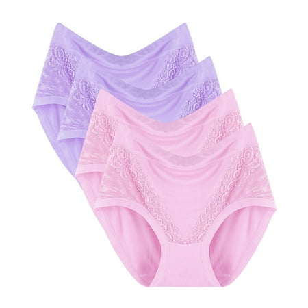 Ukumplol Womens Briefs Womens Underwear Underpants for Women 4pc Women s Plus Size Briefs High Waisted Briefs Ladies Underwear Full Coverage Underwear Multipack Womens Panties Purple XL