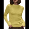 thumbnail image 1 of Suéter Básico de Cuello Redondo para Mujer, Jersey de Larga y Cuello Redondo. Amarillo L, 1 of 8