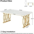 thumbnail image 2 of Tribesigns Modern Dining Table, 63" Large Kitchen Table for 4-6 People, Unique Rectangular Dinner Table Kitchen & Dining Room Furniture with Faux Marble Tabletop and Geometric Legs, 2 of 9