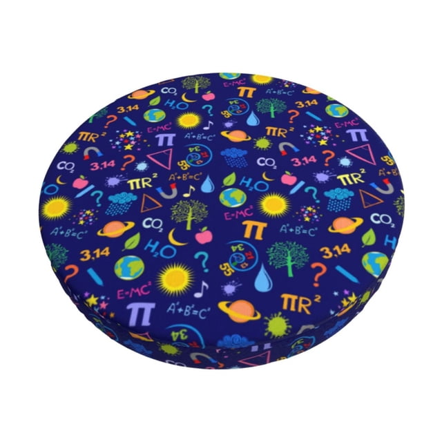 Disketp Mathematics And Chemistry Funda Redonda para Taburete, Funda de Cojín para Silla de Bar Suave y Elástica-14 inch