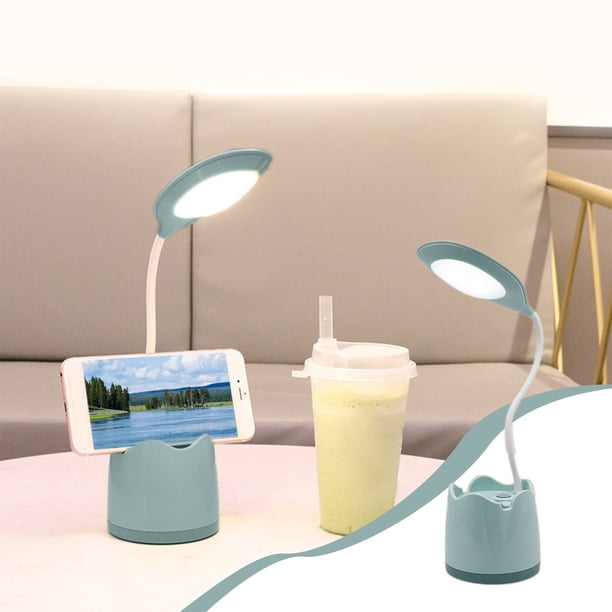 Lámpara de escritorio de protección ocular de tres velocidades, USB para aprendizaje, tarea de estudiantes de dormitorio, recargable, azul