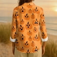 thumbnail image 4 of WTOBBY Women's Long Sleeve Casual Button Up Shirt with Retro Halloween Print, Perfect for Everyday Wear and Seasonal Events, Featuring Classic Collar Design for Comfortable Outfits,Orange XL, 4 of 4