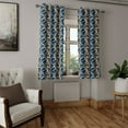 thumbnail image 2 of Ambesonne Leaf Print Grommet Curtain, Pattern of Swirly Leaves, 50"x60", Amber Blue Grey Dark Blue, 2 of 5