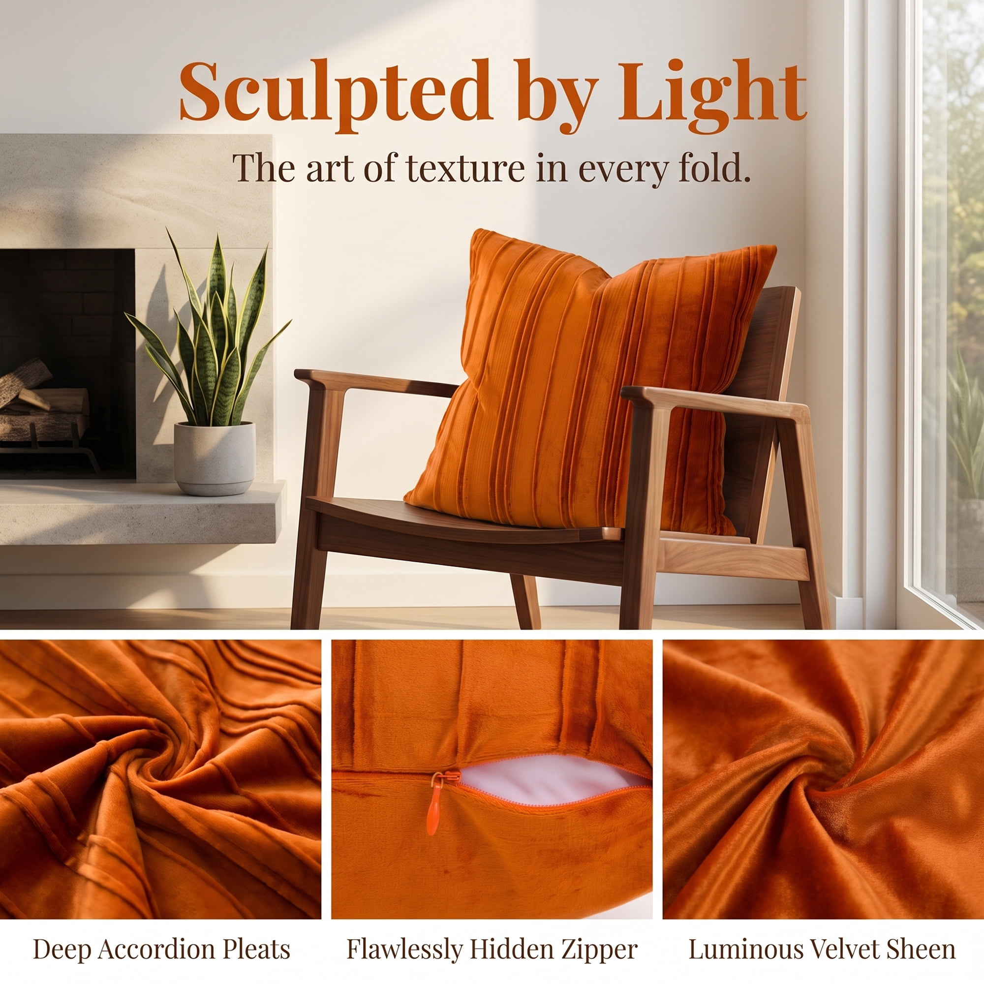 Unique Bargains 2Pcs Textured Throw Pillow Covers Couch Cushion Cases Orange 18" x 18"