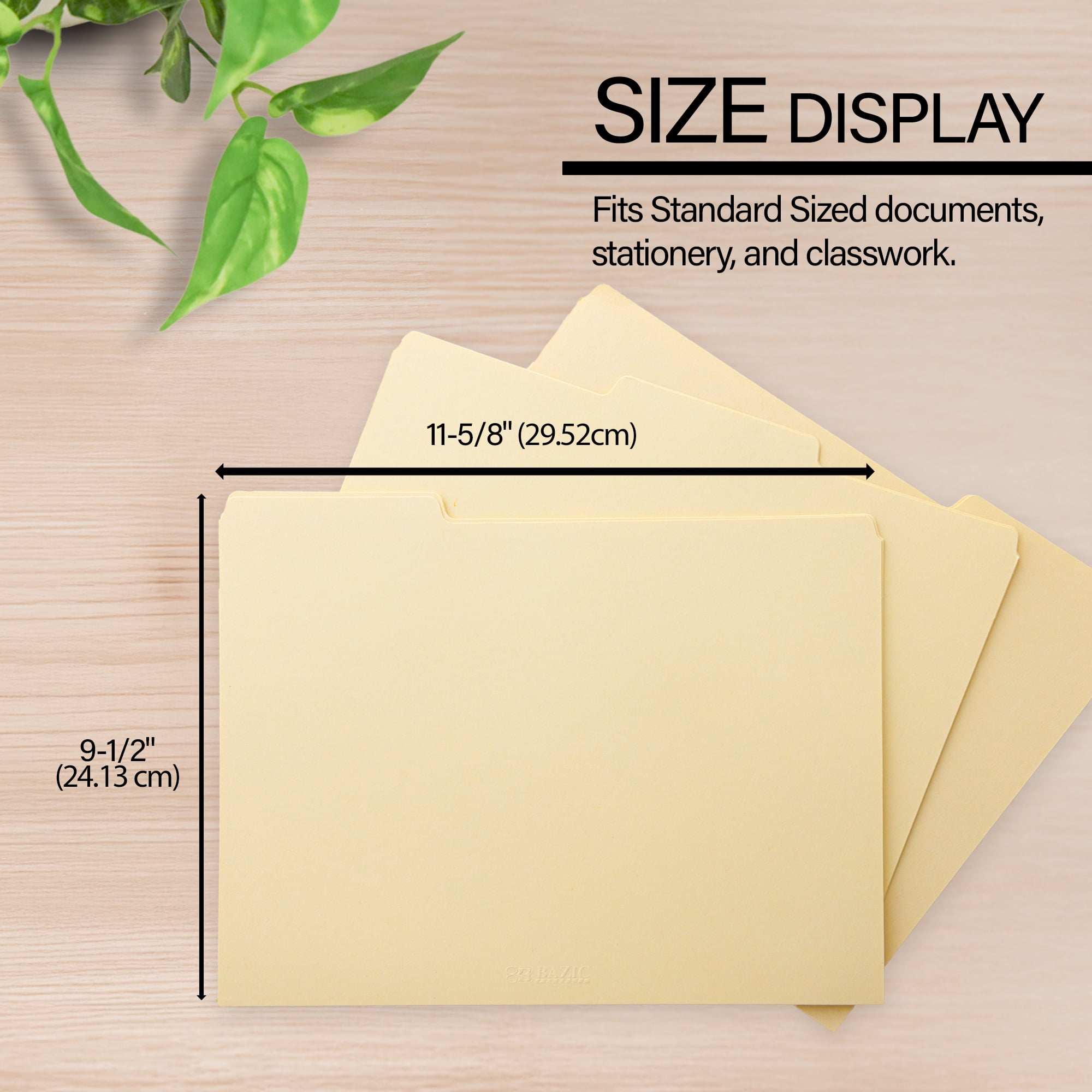 BAZIC 1/3 Cut Letter Size Manila File Folder (100/Box)