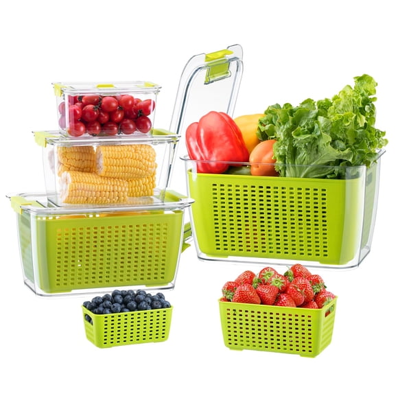 Recipiente de almacenamiento LUXEAR para frutas y verduras, paquete de 4 unidades, Keep Fresh