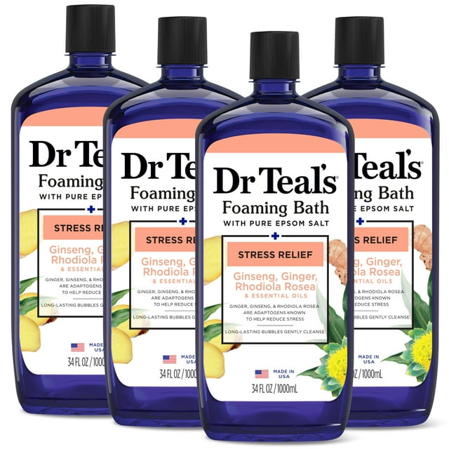 Baño espumoso Dr. Teal's Stress Relief con sal de Epsom, 4 x 400 ml
