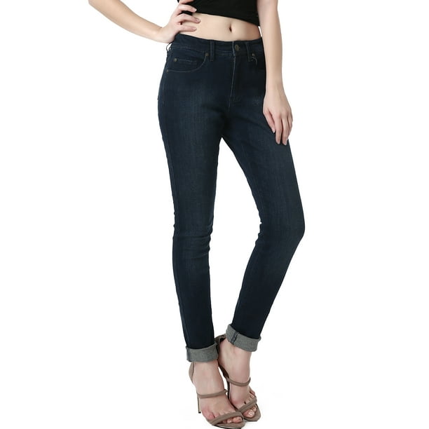 Phistic - Women's Ultra Stretch Dark Indigo Skinny Jeans - Walmart.com ...