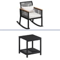 thumbnail image 3 of ModFusion 3-Piece Outdoor Indoor Patio Conversation Furniture Set, 2 Black Rattan Wicker Rocking Chairs with Cushion and 1 Tempered Glass Top Coffee Table, Light Gray Cushion, 3 of 10