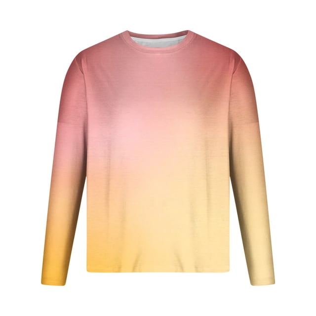 LNWUY Men's Plus Size Crew Neck Long Sleeve Pullover Gradient Contrast Color Quick Dry Athletic Workout Gym Breathable Sweatshirt Top Orange S