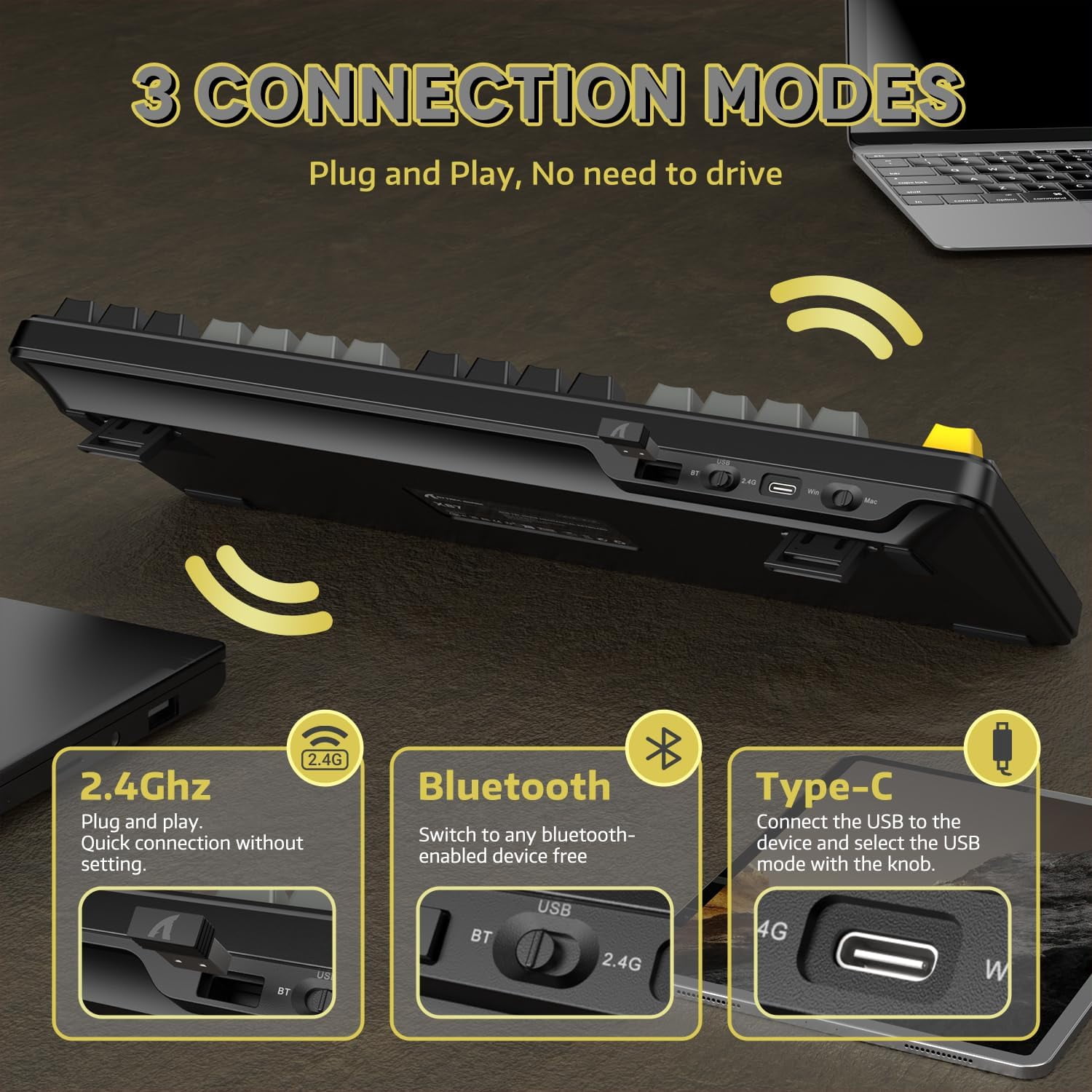 ATTACK SHARK X87 80% Wireless Mechanical Keyboard, BT5.0/2.4G/USB-C Hot-Swap Gasket Gaming Keyboard,RGB Backlit, 4000mAh,Pre-lubed Linear Switch, Side Engraved Gradient PBT Keycap for PC/MAC