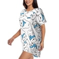 thumbnail image 2 of Naloa Scarf Bear Women's Short-Sleeved Pajama Set, Loungewear, Summer pajamas, Breathable Cozy - Small, 2 of 9