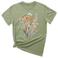 thumbnail image 2 of Sakmal Tops for Women Trendy Short Sleeve Green Crew Neck Flower Graphic T-Shirts Womens Shirts for Summer, 2 of 3