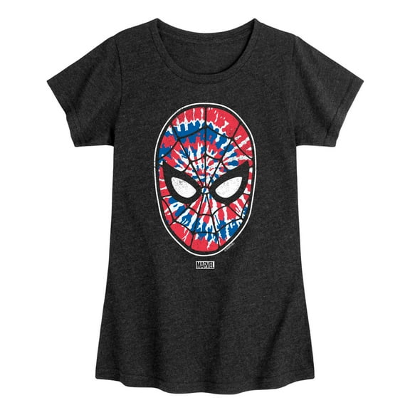 Marvel Spider-Man - Mask Tie Dye Flag - Toddler And Youth Girls Fitted Short Sleeve Graphic T-Shirt