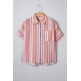 thumbnail image 5 of Women's Pink Stripe Short Sleeve Button-Up Shirt – Casual Summer Style for Daily Wear, XL, 5 of 12