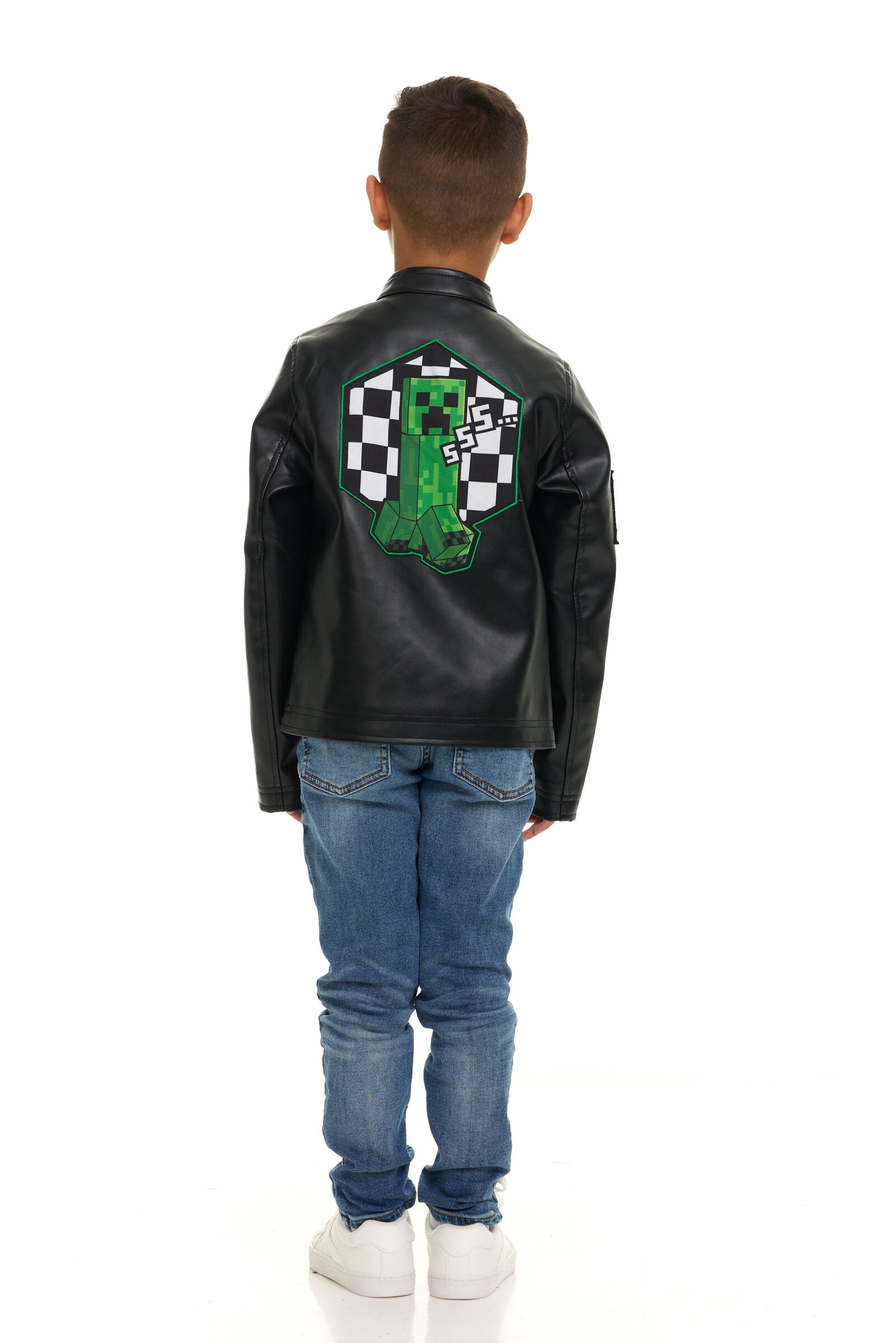 Minecraft Creeper Faux Leather Moto Jacket Little Kid to Big Kid