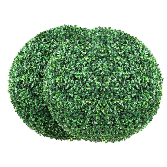VEVOR Artificial Topiaries Boxwood Trees, 16” Tall (2 Pieces), Ball-Shape Faux Topiaries Plant, All-year Green Feaux Plant Decorative Balls for Backyard, Balcony,Garden, Wedding and Home Decor