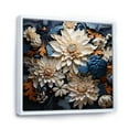 thumbnail image 2 of Designart "Mosaic Harmony: White And Blue Chrysanthemum Mix II" Chrysanthemums Floater Framed Wall Decor, 2 of 5