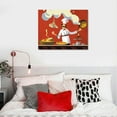 thumbnail image 4 of JEUXUS Kitchen Cartoon Chef with Delicious Food Canvas Wall Art Prints Painting Picture, Red Lattice Frame Walls Decor Artworks for Living Room Bedroom Bathroom, Ready to Hang Arts, 4 of 4