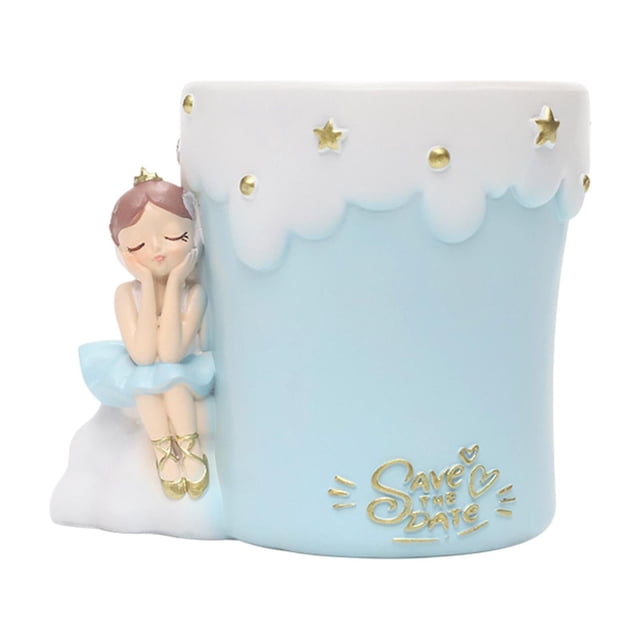 Portalápices para niñas, portacepillos, organizador de escritorio, figuras de modelos para niñas, regalo ideal para Azul