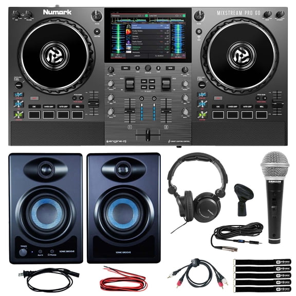 Numark MIXSTREAM PRO GO Streaming DJ Controller Starter Package featuring Numark N-Wave 360 Monitors