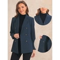 thumbnail image 2 of DARING DIVA Women's Lapel Collar Shoulder Pads Double Breasted Blazers XS Dark Blue, 2 of 6