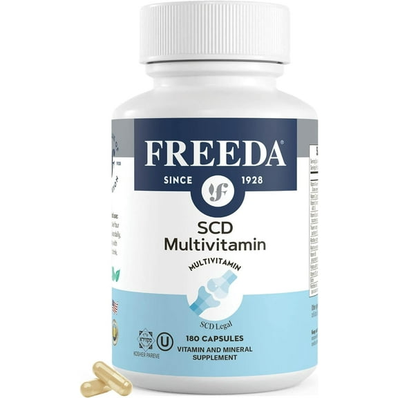 Freeda SCD Multivitamin Capsules Gluten Free Dietary Supplements for Specific Carbohydrate Diet, 180 Count