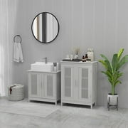 kleankin Modern Under Sink Cabinet with 2 Doors, Pedestal Under Sink Bathroom Cupboard, Bathroom Vanity Cabinet with Adjustable Shelves, Gray