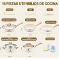thumbnail image 4 of Juego De 15 Piezas Sartenes Batería De Cocina Wok Antiadherentes Sartén Ollas Y Medical Stone Compatible Para Inducción Y Gas Modelo Blanco, 4 of 4