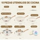thumbnail image 4 of Juego De 15 Piezas Sartenes Batería De Cocina Wok Antiadherentes Sartén Ollas Y Medical Stone Compatible Para Inducción Y Gas Modelo Blanco, 4 of 4