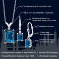 thumbnail image 2 of Gem Stone King 925 Sterling Silver London Blue Topaz Pendant and Earrings Jewelry Set for Women (13.49 Cttw, Gemstone Birthstone, Emerald Cut with 18 inch Chain), 2 of 4