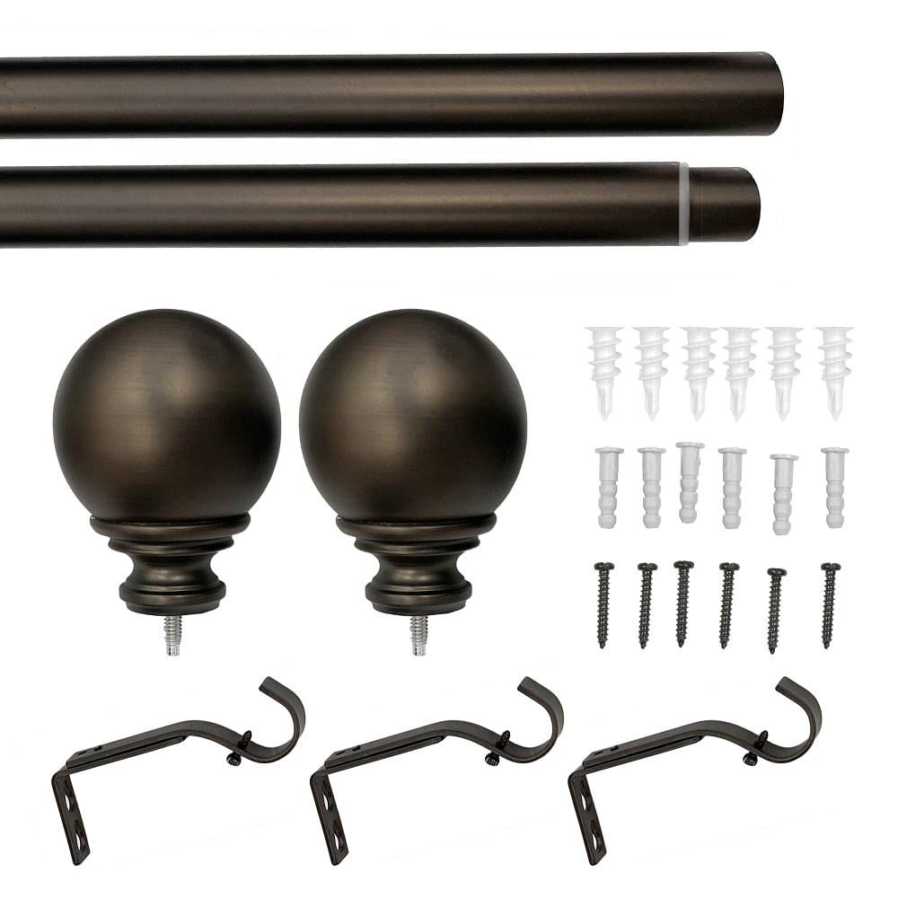Lumi 1" Oil Rubbed Bronze Ball Single Curtain Rod, 72-144"