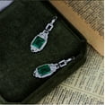 thumbnail image 6 of Vintage Green Nano Emerald Earrings for Women Dainty Green Dangle Earrings 925 Sterling Silver Simulated Diamond Drop Earrings Emerald Cut CZ Long Earrings for Women Elegant, 6 of 7