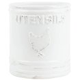 thumbnail image 1 of Home Basics Rustic Ceramic Rooster Kitchen Utensil Crock, 6x6.75 Inches, White, 1 of 5