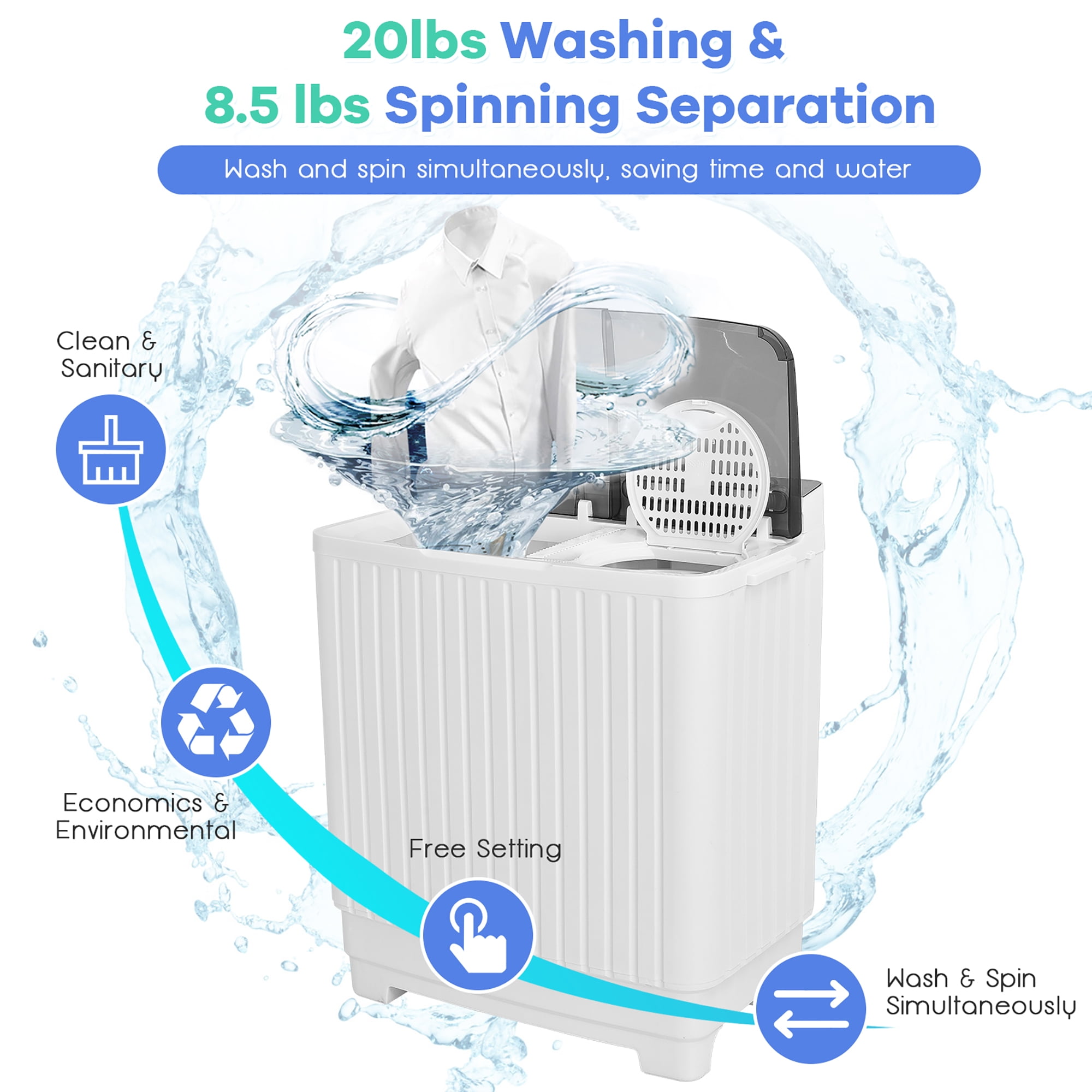 Buy Costway Portable Washing Machine 20lbs Washer 8.5lbs Spinner Built