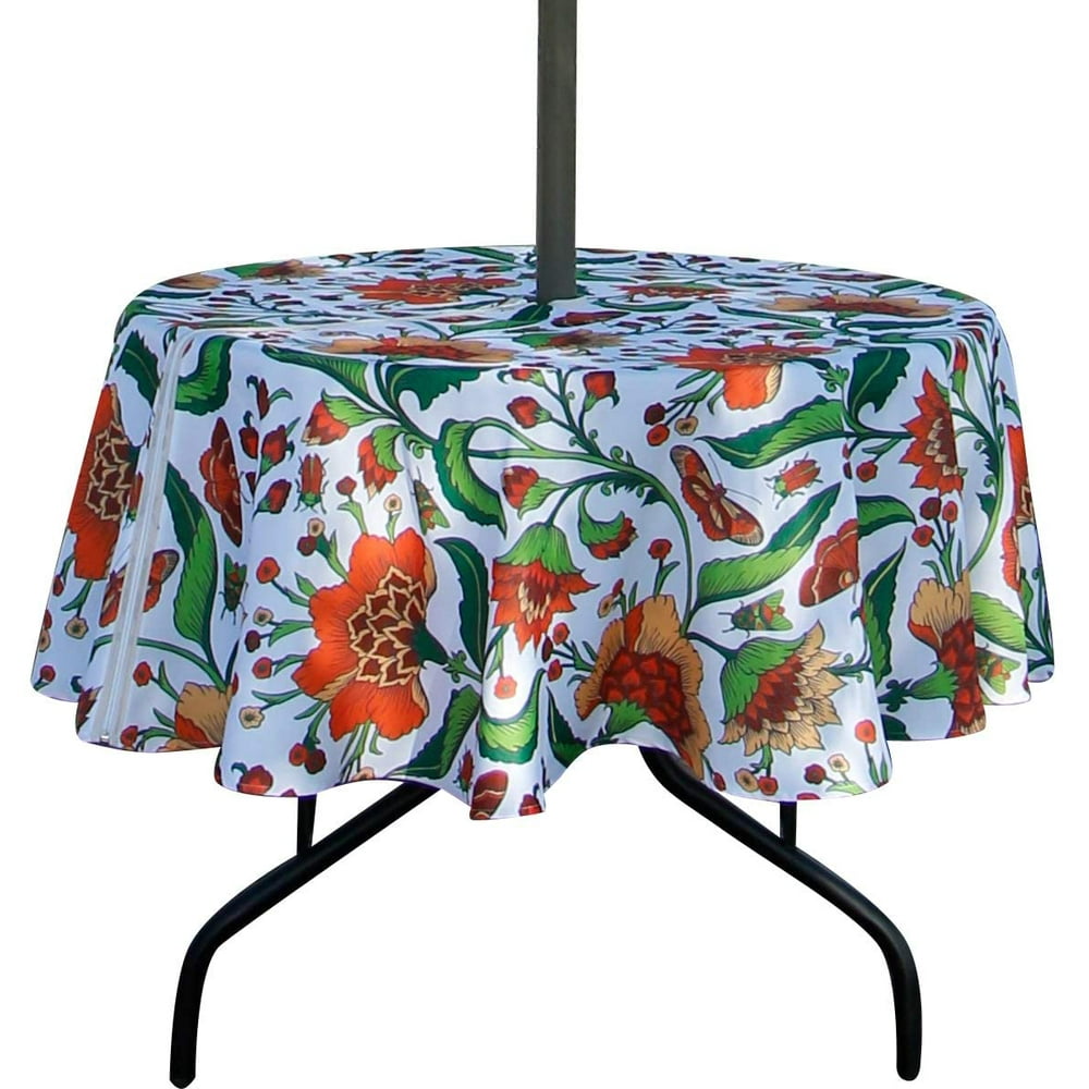 Outdoor and Indoor 60inch Round Tablecloth with Umbrella Hole and
