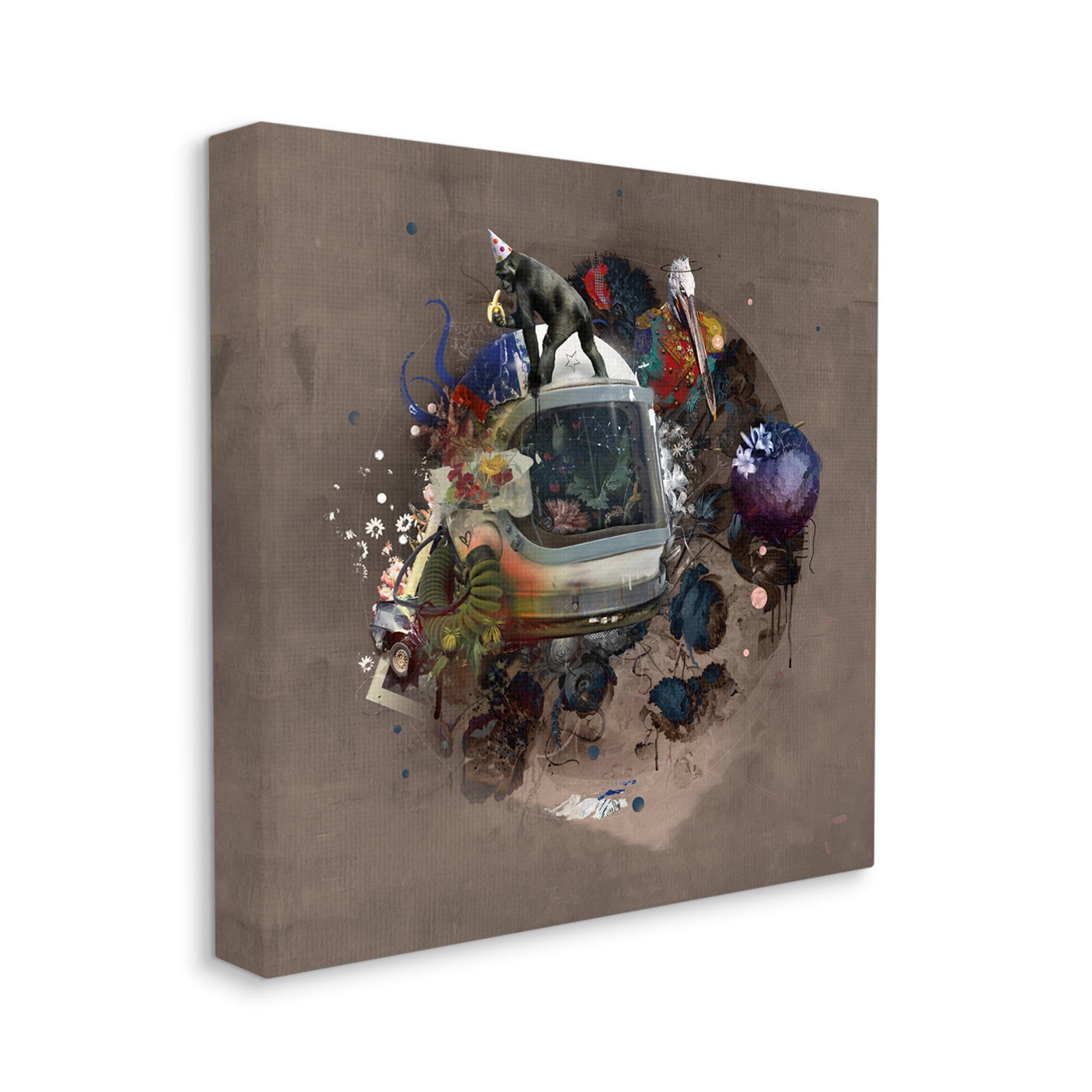 Stupell Industries Layered Street Style Collage Monkey Miscellaneous Wildlife Canvas Wall Art, 36 x 36, Design by Teis Albers