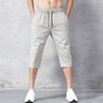 thumbnail image 4 of Men Loose Summer Quick Dry Cool Capri Pants Straight Leg Slacks Long Beach Shorts Sports Big and Tall Size M-5XL Gray, 4 of 7