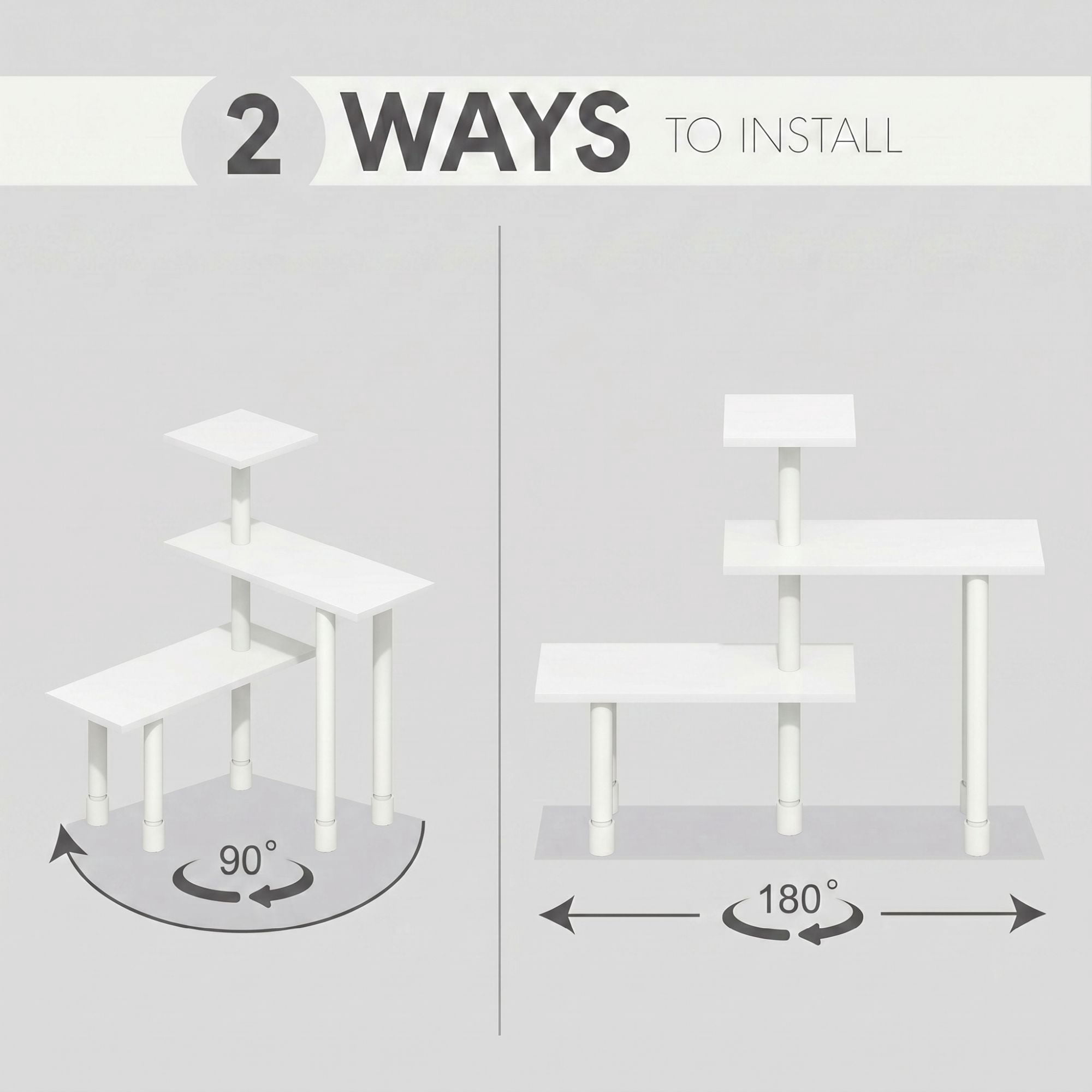 Furinno TURN-N-TUBE 3-Tier Adjustable Desktop Organizer. White