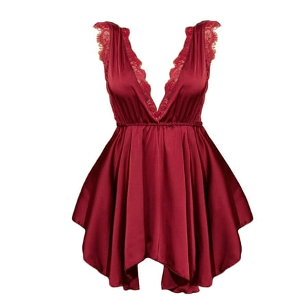 

v ladies lace halter lingerie lingerie deep dress irregular nighties for women christmas women christmas lingerie dress pajamas for women
