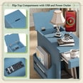 thumbnail image 3 of Aukfa Flip Top End Table with USB Ports, Power Outlets, Drawer, and Cup Holders - Compact Side Table with Bookshelf for Living Room, Bedroom, or Small Spaces - Antique Blue, 3 of 8