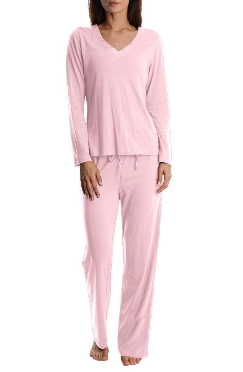 Blis Women's and Women's Plus Sleep Long Sleeve Satin Trim Pajama Pant