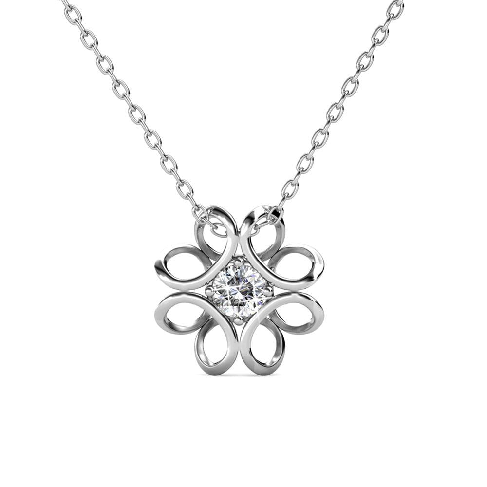 Cate & Chloe Alexis 18k White Gold Plated Flower Jewelry Set with Swarovski Crystals Gift for Women