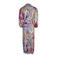 thumbnail image 4 of SAYOO Women's Casual Dresses, Lapel Collar V-Neck Long Sleeve Contrast Color Printed High Slit Tie-Up Dresses, 4 of 5