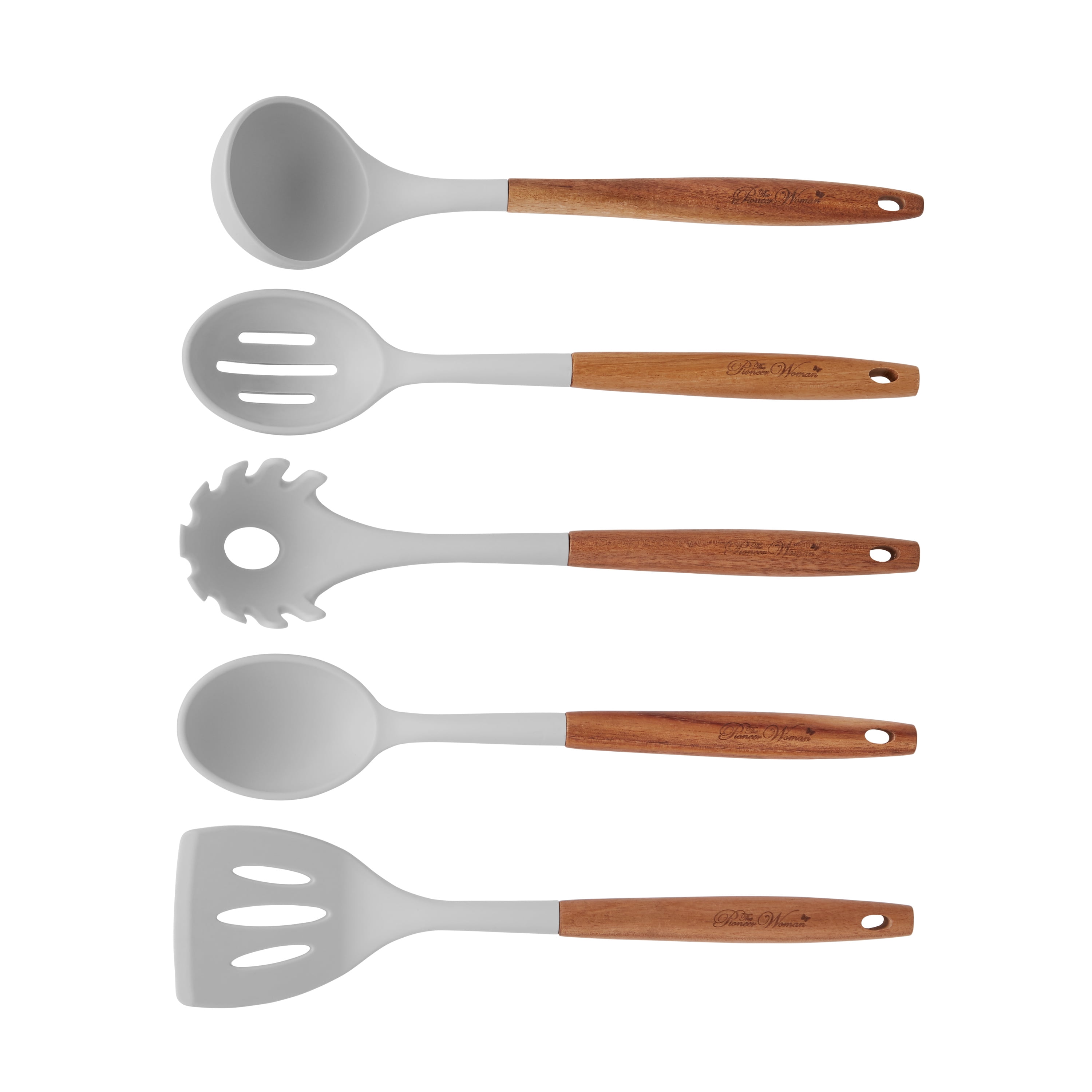 Gourmet Kitchen Silicone Utensil Set;Gray; 4 Piece(2  Spoons/Spatula/Turner); NEW