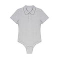 thumbnail image 3 of Aislor Men's Turn-Down Collar Short Sleeve Shirt Button Crotch Leotard One Piece Bodysuit Rompers, 3 of 7