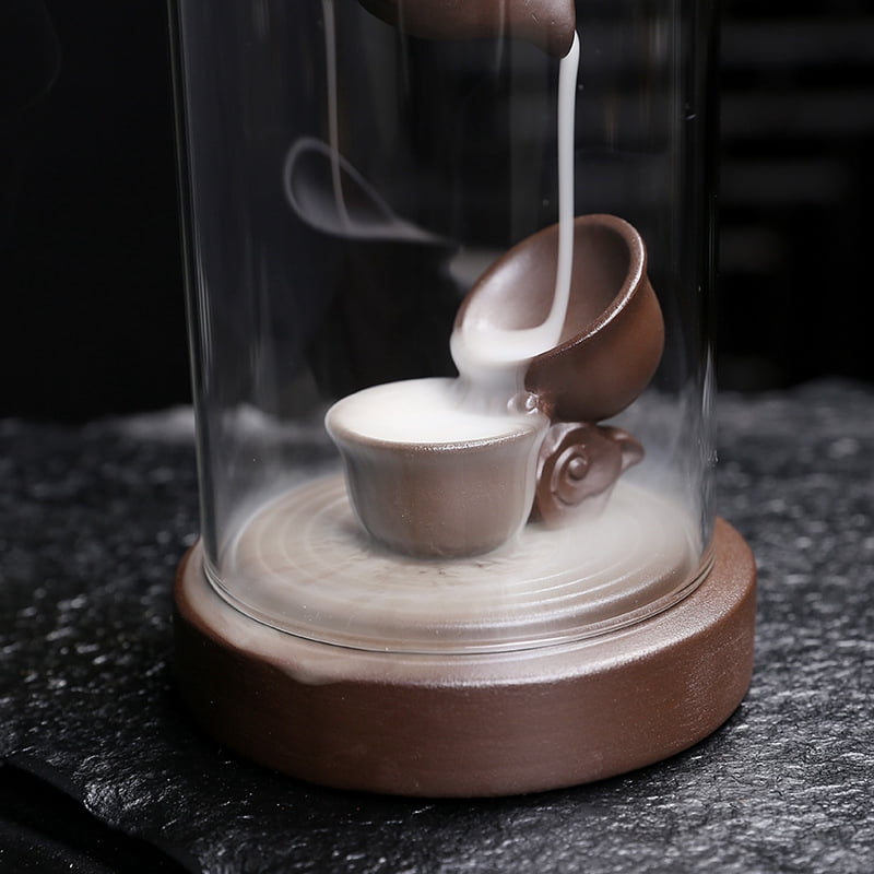 Windproof Cover Backflow Incense Burner Indoor Smoke Waterfall Incense Holder Creative Teapot Incense Burner Home Tea Room Aromatherapy Ornament