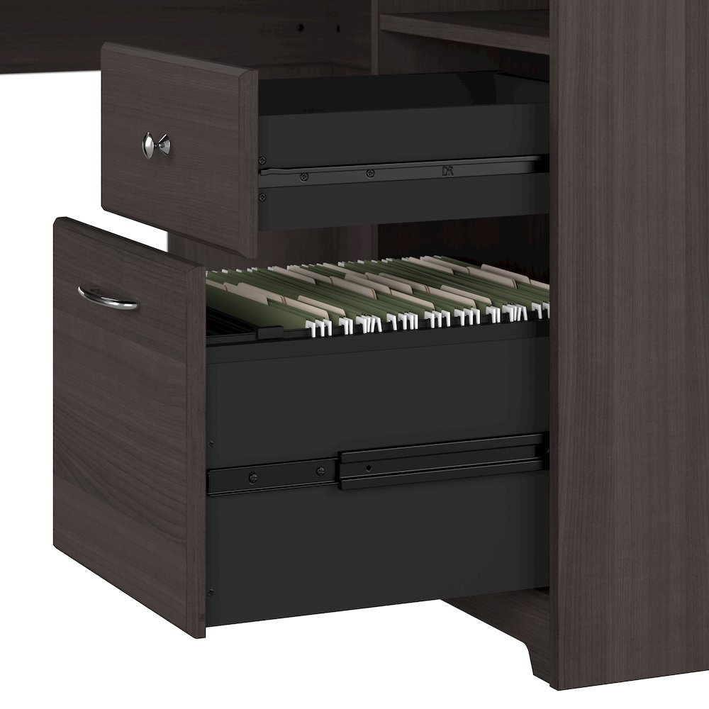 Cabot L Shaped Desk with Hutch and Bookcase in Heather Gray - Engineered Wood