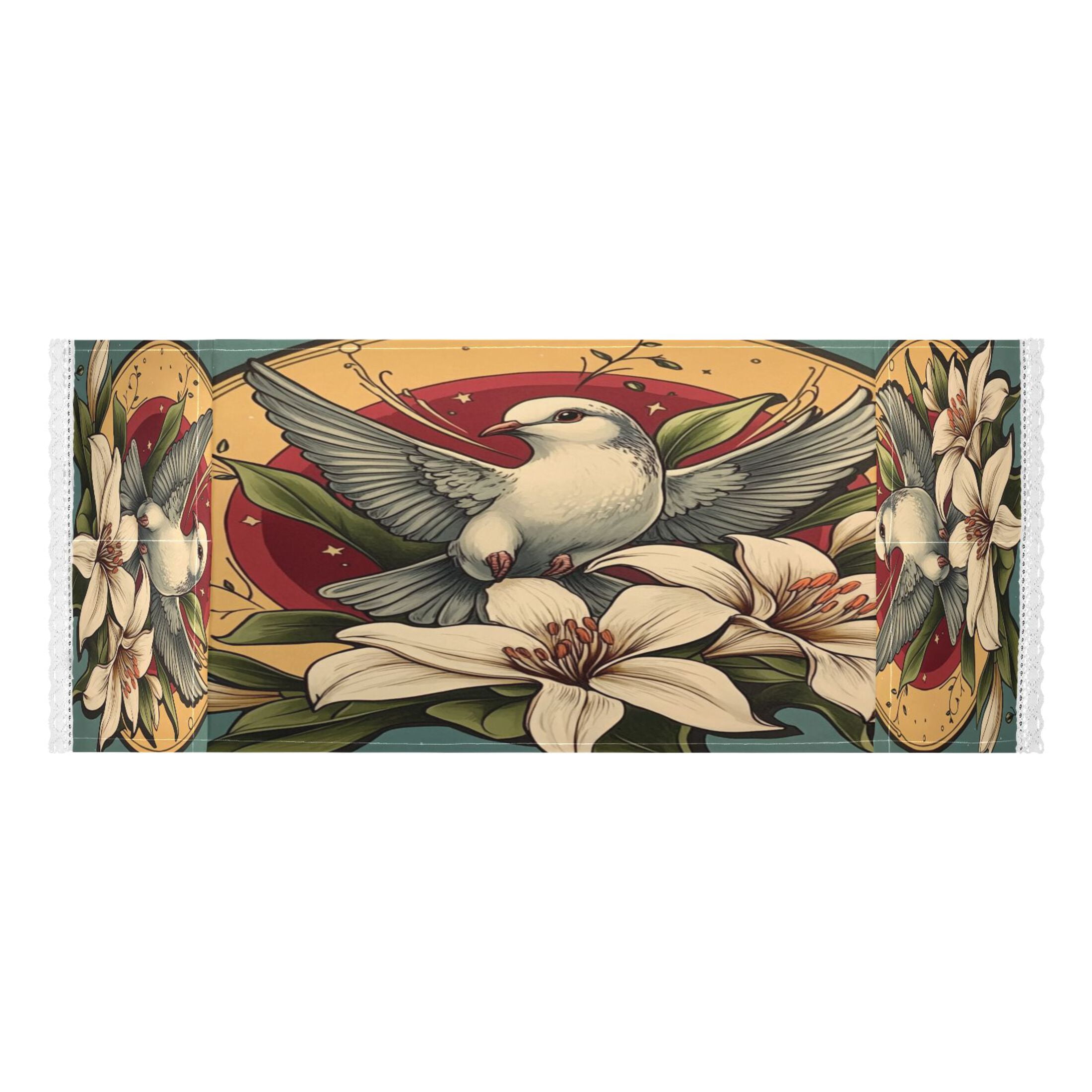 WOBOGO Illustration Of A Dove Of Peace with White Lily Washing Machine Cloth Dryer Refrigerator Top Cover Protective Non-Slip Mat For Kitchen Laundry